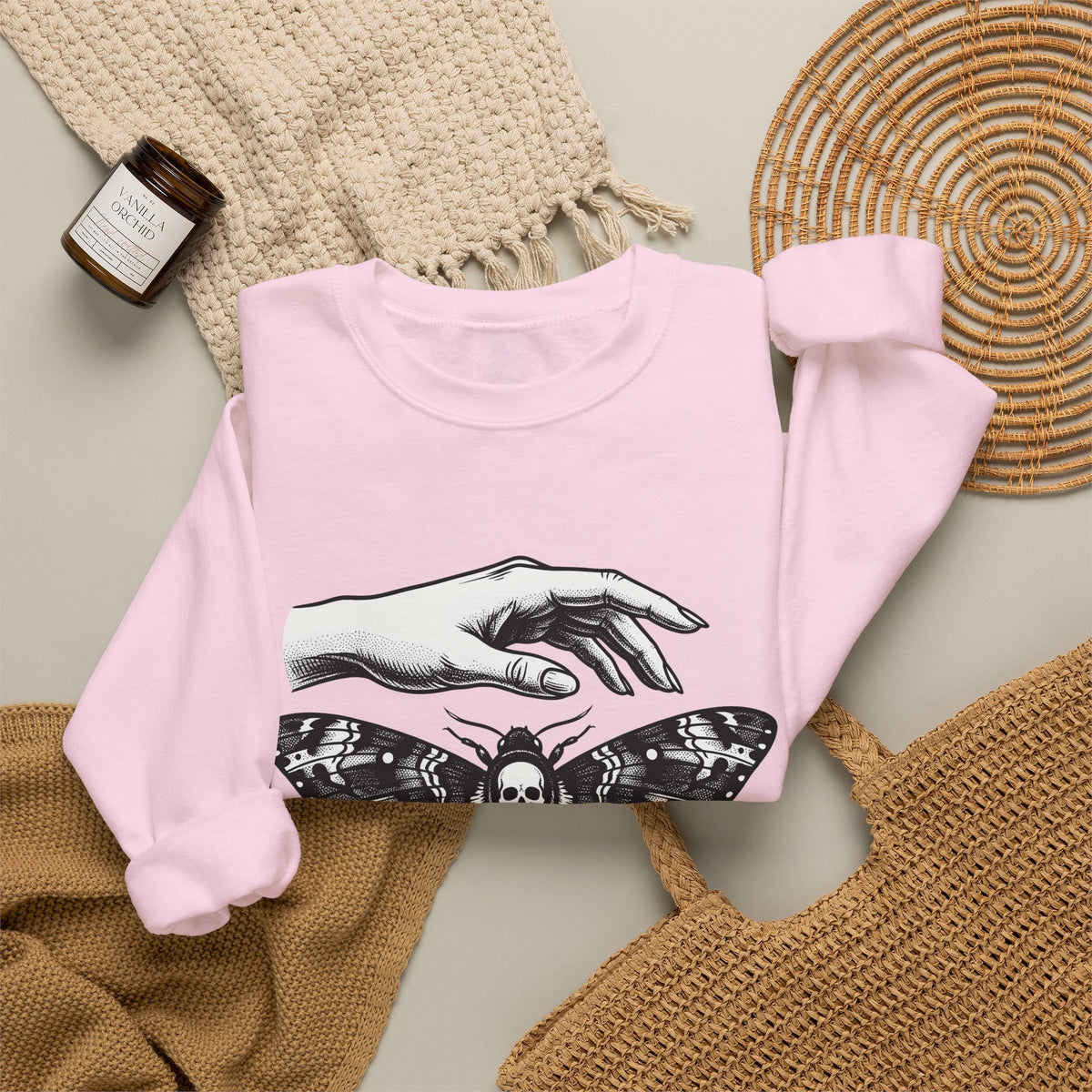 Skeleton Moth Sweatshirt Boho Chic Dark Fashion Gift Women Traditional Tattoo Sweatshirt Moth Sweatshirt Bohemian Fan Sailor Sweatshirt Gothic Graphic Antique