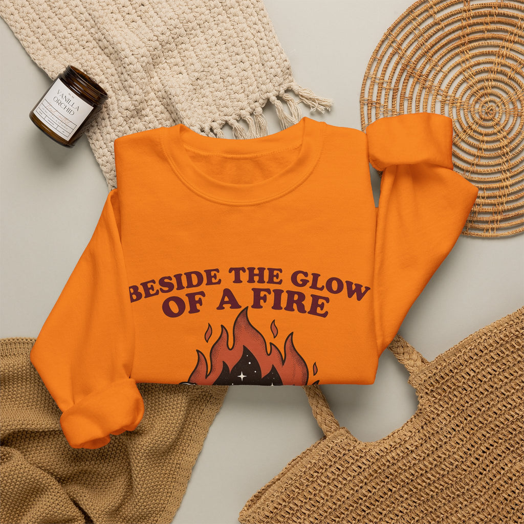 Campfire View Sweatshirt Camping Adventure Gift Women Line Art Sweatshirt Bonfire Sweatshirt Camper Fan Minimalist Sweatshirt Exploration Graphic Cartoon