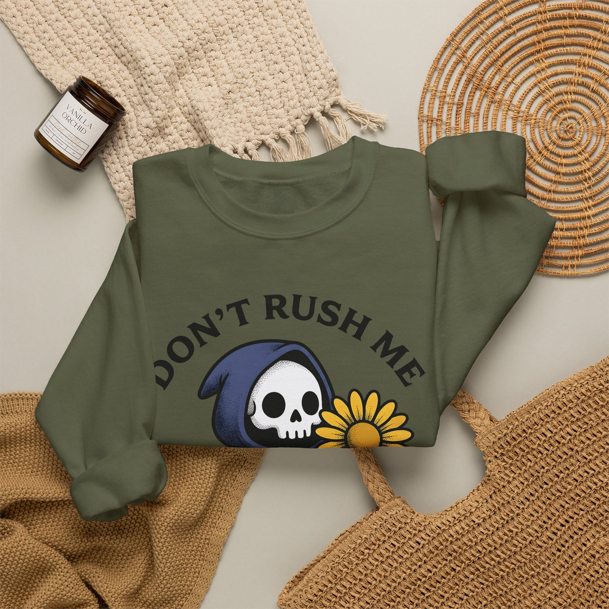 Death Figure Sweatshirt Halloween Witchcraft Gift Women Doodle Sweatshirt Grim Reaper Sweatshirt Horror Fan Skeleton Graphic Sweatshirt Classic Bloom Sweatshirt