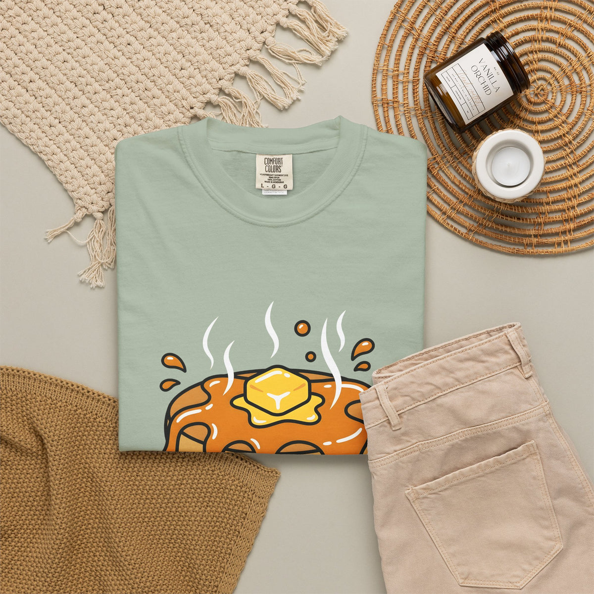 Pancake Stack Desserts Breakfast Gift Cartoon Pancakes Sweets Fan Cartoony Morning Bold Syrup T-Shirt