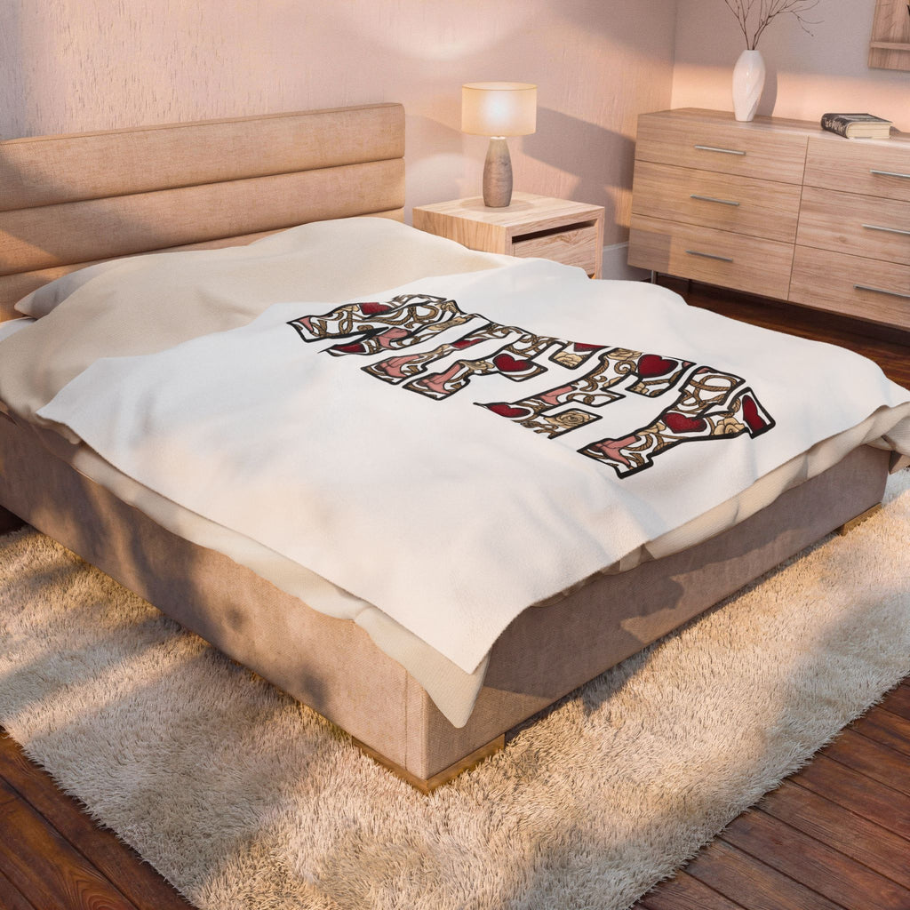Heart Design Blanket Wife Valentines Gift Women Graphic Blanket Heart Blanket Spouse Fan Artistic Blanket Love Graphic Heart Classic Rose Bloom