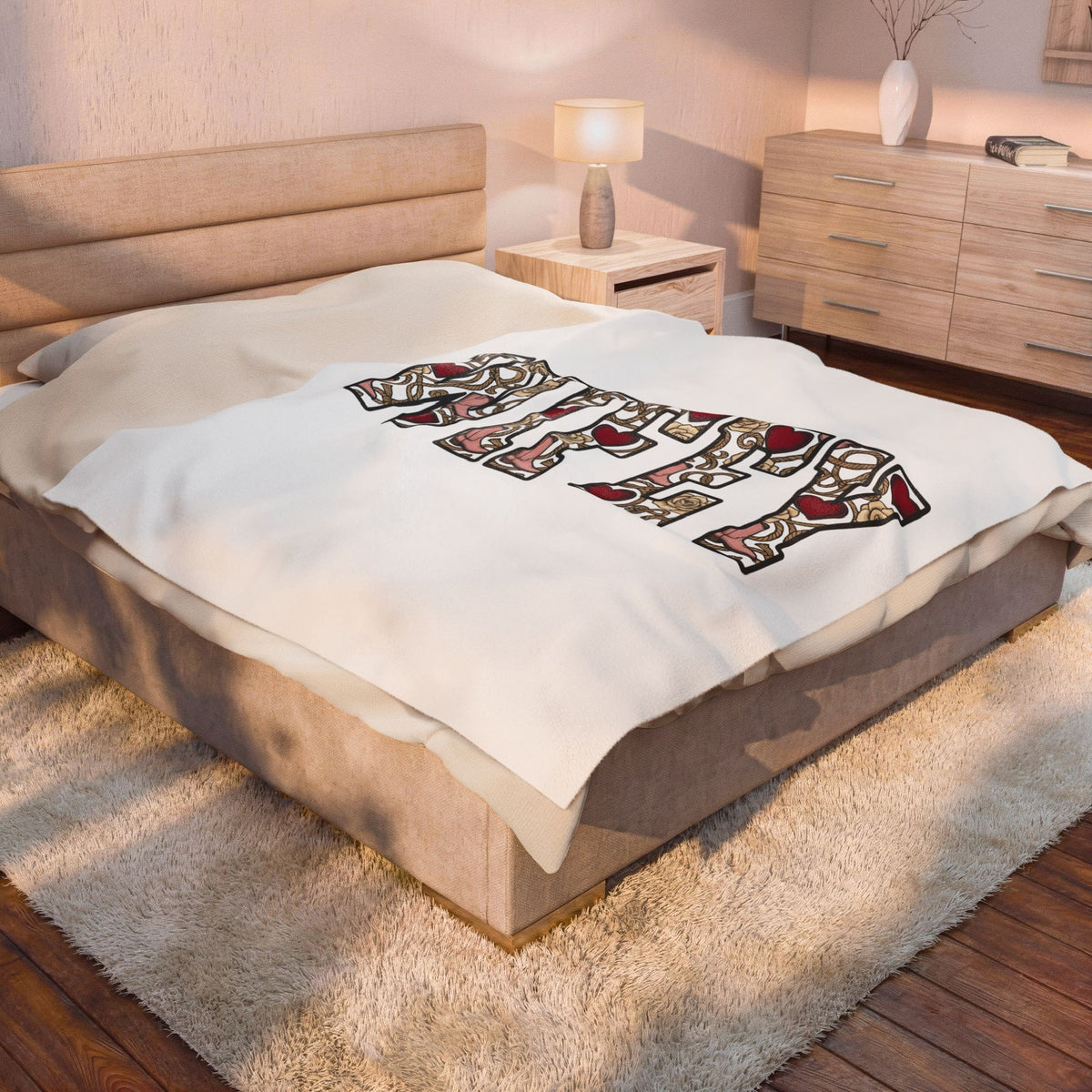 Heart Design Blanket Wife Valentines Gift Women Graphic Blanket Heart Blanket Spouse Fan Artistic Blanket Love Graphic Heart Classic Rose Bloom