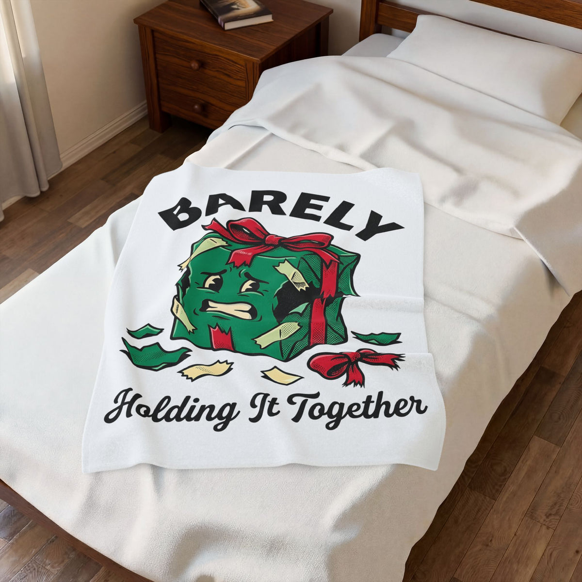 Weathered Package Blanket Christmas Comedy Gift Women Animated Blanket Parcel Blanket Xmas Fan Cartoon Blanket Humor Graphic Old School Knot Blanket