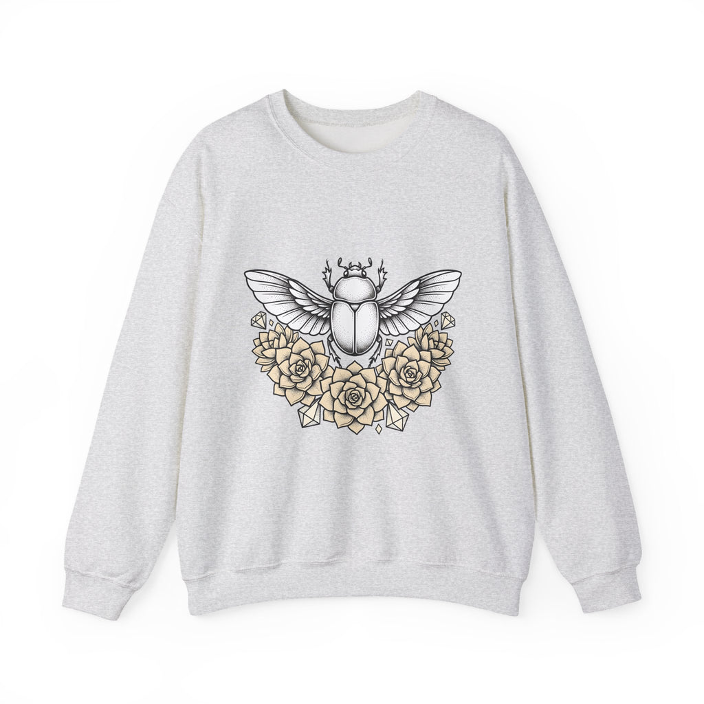 Scarab Bug Sweatshirt Boho Chic Wildlife Gift Women Sketch Sweatshirt Beetle Sweatshirt Hippie Fan Hand Drawn Sweatshirt Wildlife Graphic Modern Cactus Flowers