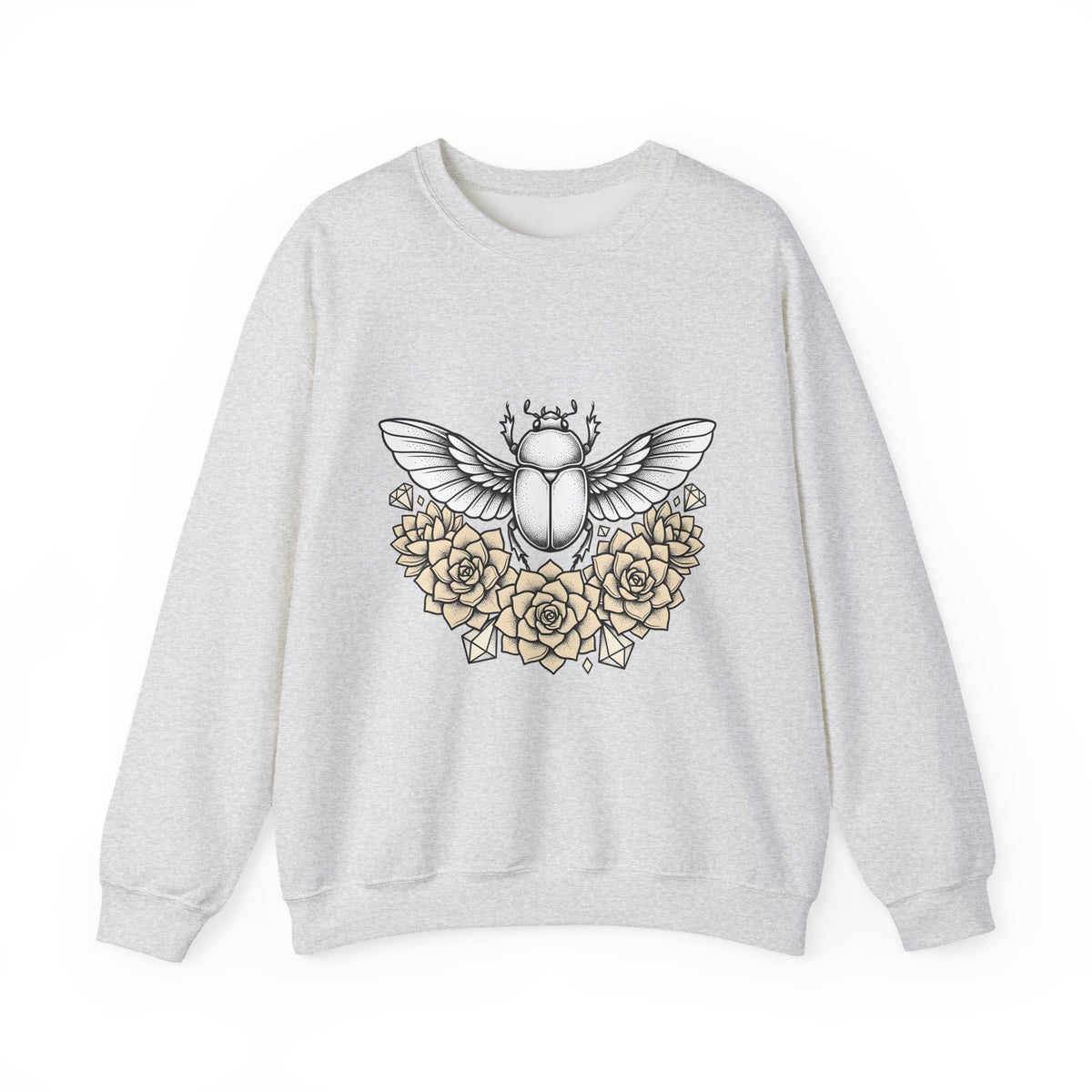 Scarab Bug Sweatshirt Boho Chic Wildlife Gift Women Sketch Sweatshirt Beetle Sweatshirt Hippie Fan Hand Drawn Sweatshirt Wildlife Graphic Modern Cactus Flowers