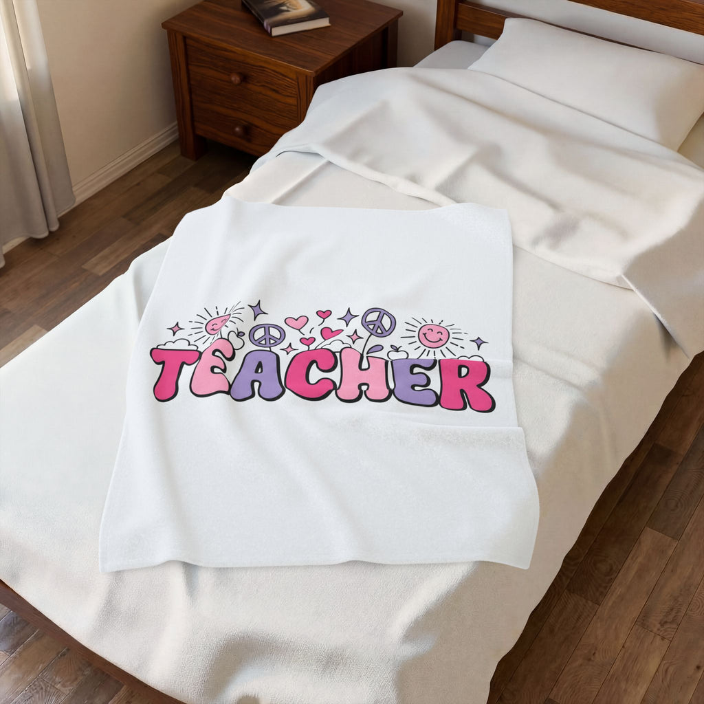 Educator Design Blanket Teacher Gratitude Gift Women Cute Blanket Teaching Graphic Blanket Educator Enthusiast Retro Illustration Appreciation