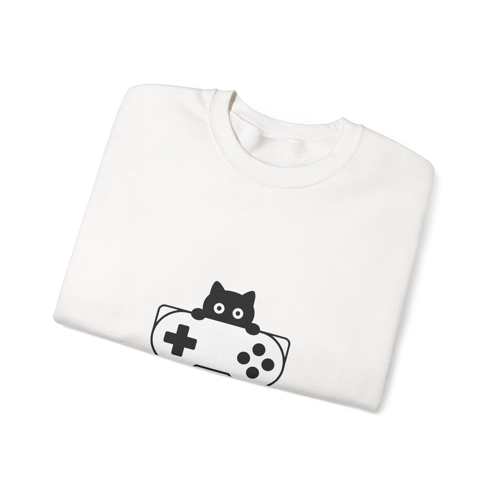 Cat Game Controller Sweatshirt Cat Gaming Gift Women Minimalist Sweatshirt Gamepad Sweatshirt Feline Fan Gamer Graphic Gamer Design Modern Video Game