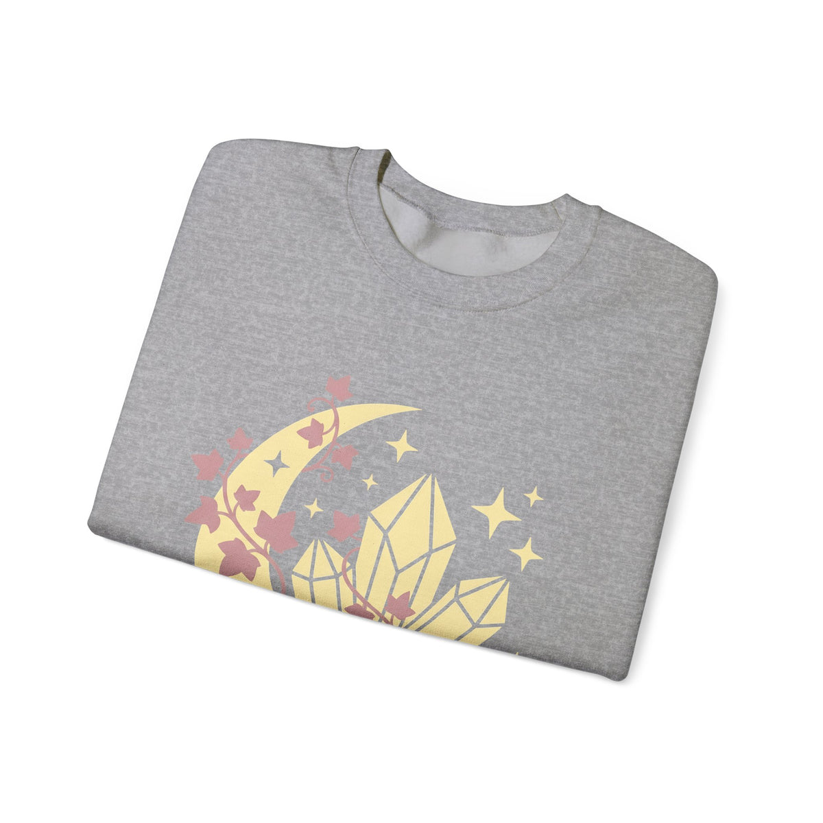 Moon Gems Sweatshirt Boho Chic Wellness Gift Women Starry Sweatshirt Lunar Stones Sweatshirt Bohemian Fan Celestial Sweatshirt Holistic Graphic Sleek Greenery