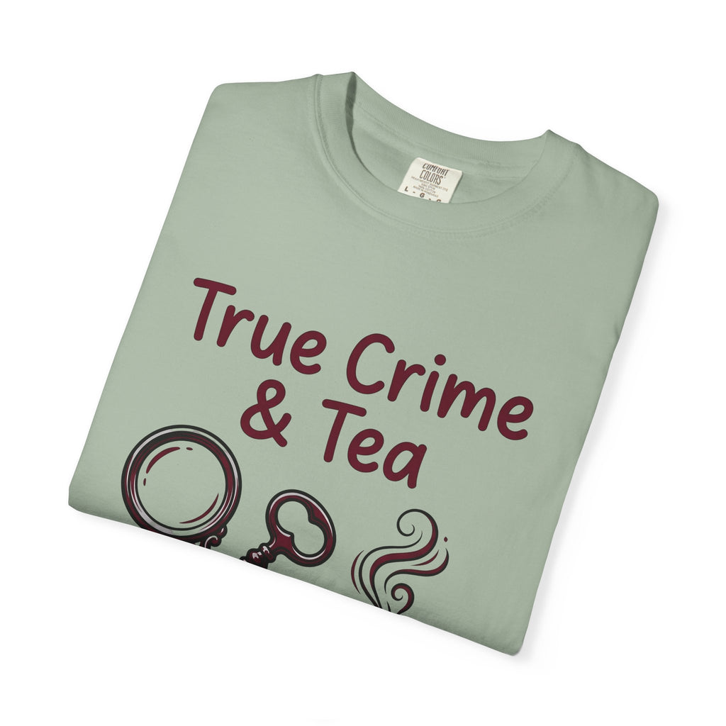 Teacup T-Shirt Drinks Suspense Gift Women Line Art T-Shirt Teapot T-Shirt Beverage Fan Illustration Graphic Mystery Cartoon Magnifier T-Shirt