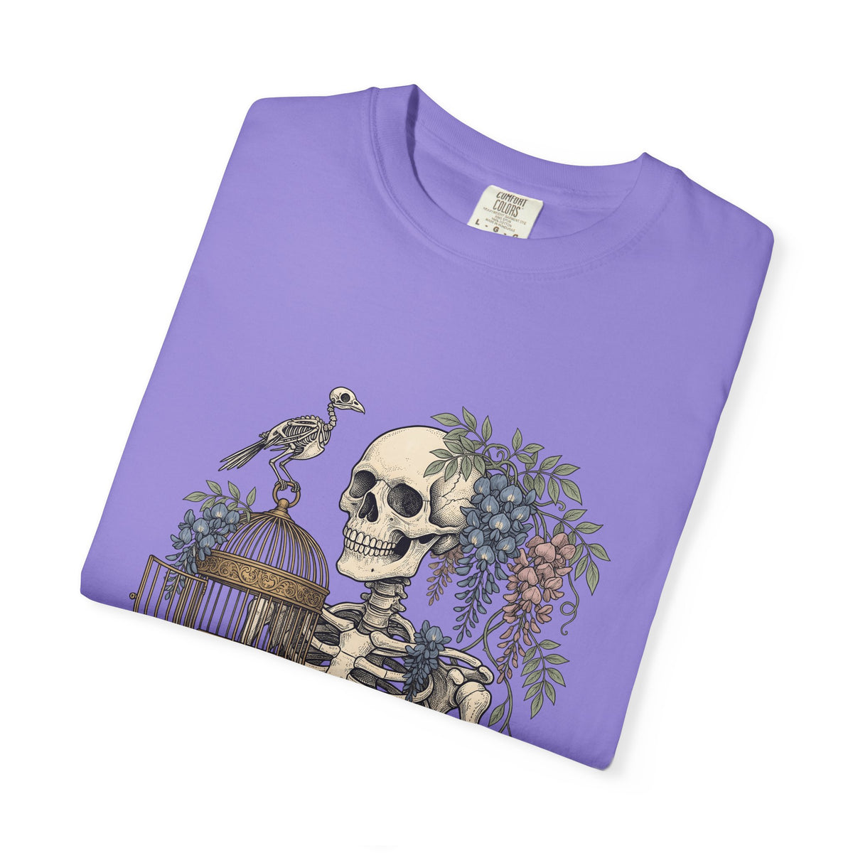 Bone Bloom T-Shirt Halloween Dark Art Gift Women Rustic T-Shirt Skeleton T-Shirt Horror Fan Gothic T-Shirt Macabre Graphic Doodle Aviary T-Shirt