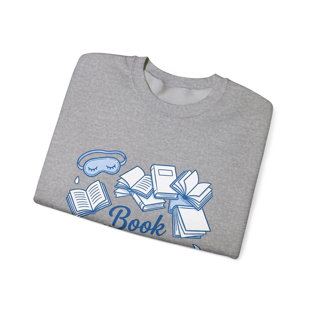 Book Stack Sweatshirt Book Reading Gift Women Doodle Sweatshirt Book Pile Sweatshirt Bibliophile Fan Illustrated Graphic Bookworm Design Whimsical Sleep