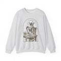 Skeleton Rancher Sweatshirt Halloween Cowboy Gear Gift Women Shabby Chic Sweatshirt Skeleton Sweatshirt Horror Fan Distressed Graphic Sweatshirt Doodle Card