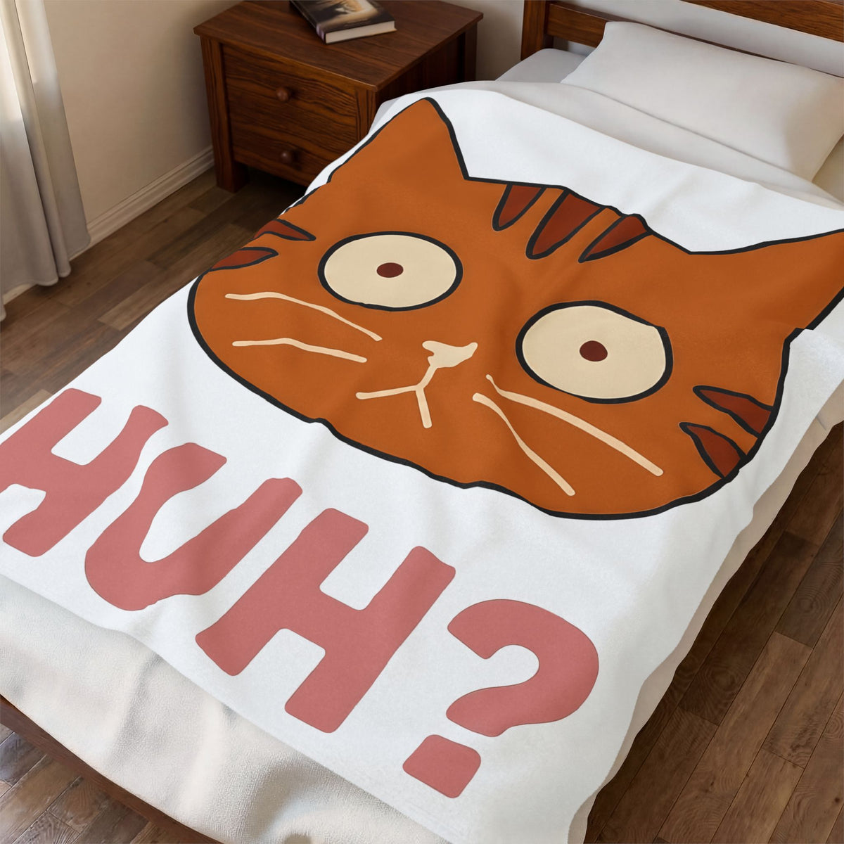 Cat Face Blanket Cat Humor Gift Women Cartoon Blanket Kitten Blanket Cat Fan Toon Blanket Funny Graphic Minimalist Wide Eyes Blanket