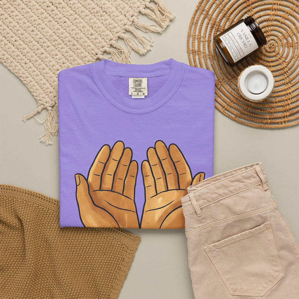 Open Palms T-Shirt Support Thanks Gift Women Sketch T-Shirt Hands T-Shirt Caregiver Enthusiast Drawing Illustration Gratitude Graphic Simple