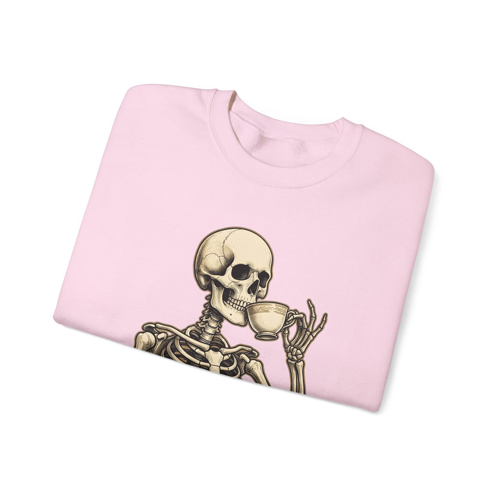 Skeleton Tea Cup Sweatshirt Halloween Goth Gift Women Vintage Sweatshirt Tea Cup Sweatshirt Horror Fan Retro Sweatshirt Dark Graphic Hand