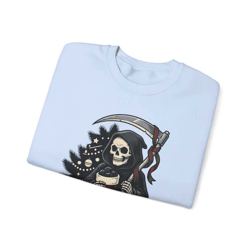 Death Figure Sweatshirt Christmas Dark Gift Women Distressed Sweatshirt Grim Reaper Sweatshirt Xmas Fan Gothic Sweatshirt Macabre Graphic