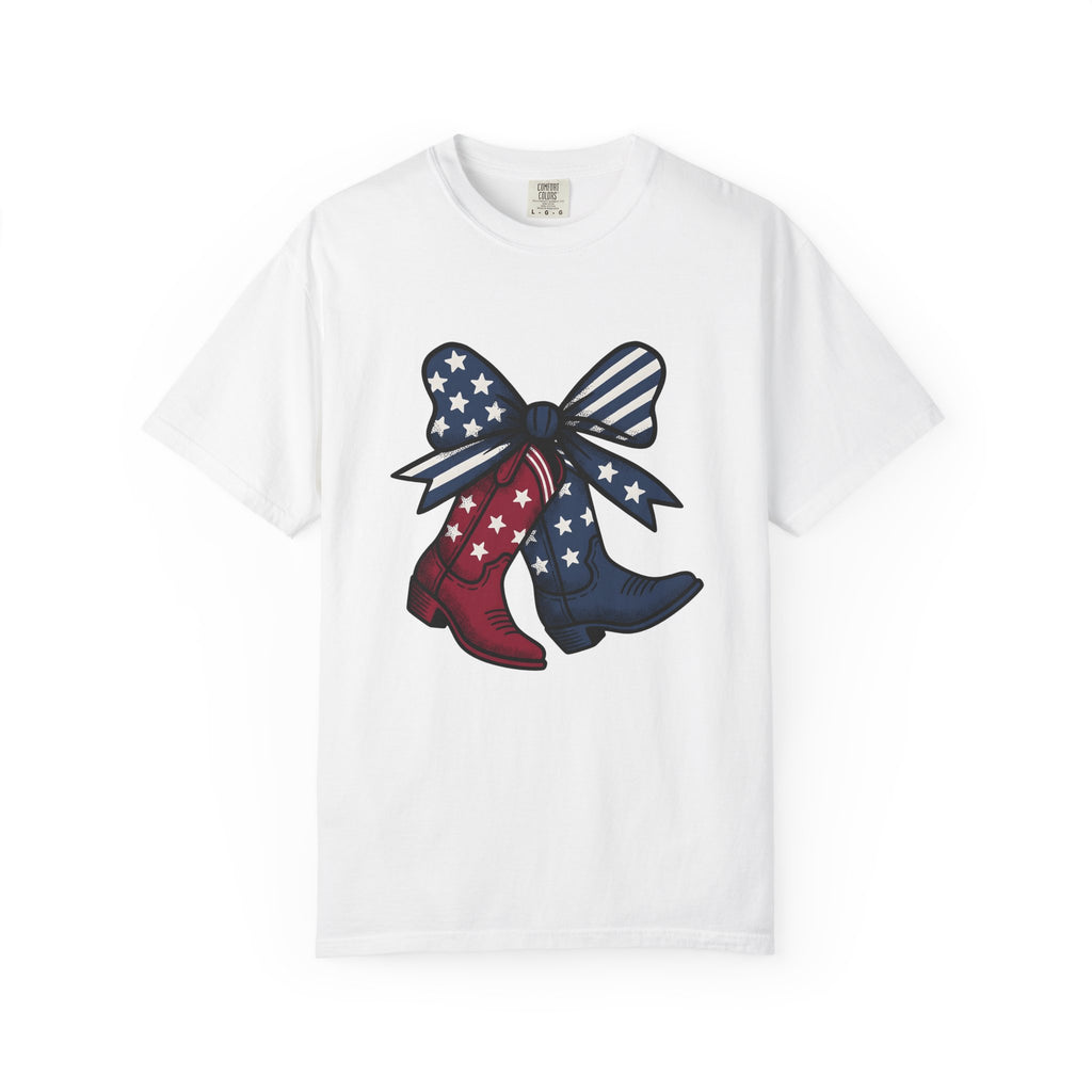 Cowboy Footwear T-Shirt 4th Of July Americana Gift Women Antique T-Shirt Boots T-Shirt Fireworks Fan Vintage T-Shirt Patriotic Graphic Classic Star