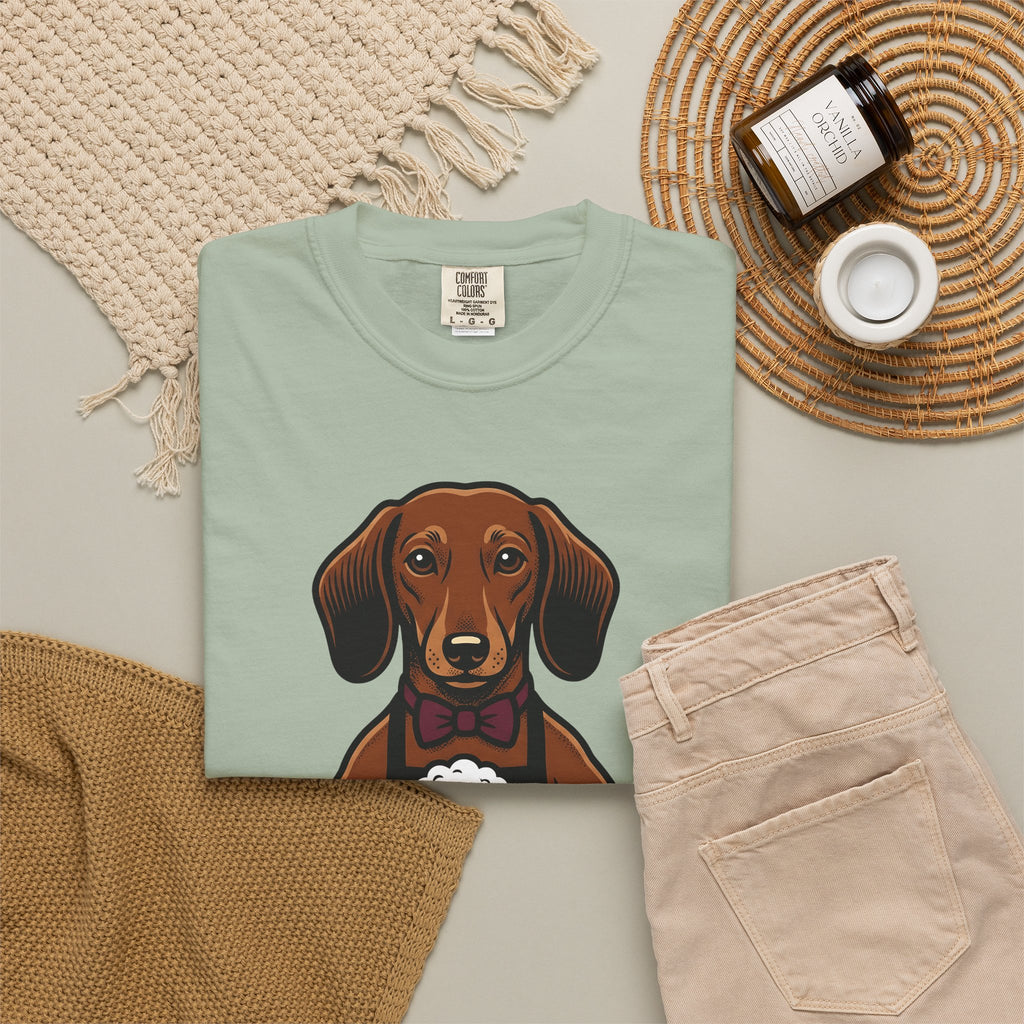 Dachshund Beer T-Shirt Dog Humor Gift Women Cartoon T-Shirt Wiener Dog T-Shirt Dog Fan Comic T-Shirt Funny Graphic Vintage Bow Tie T-Shirt
