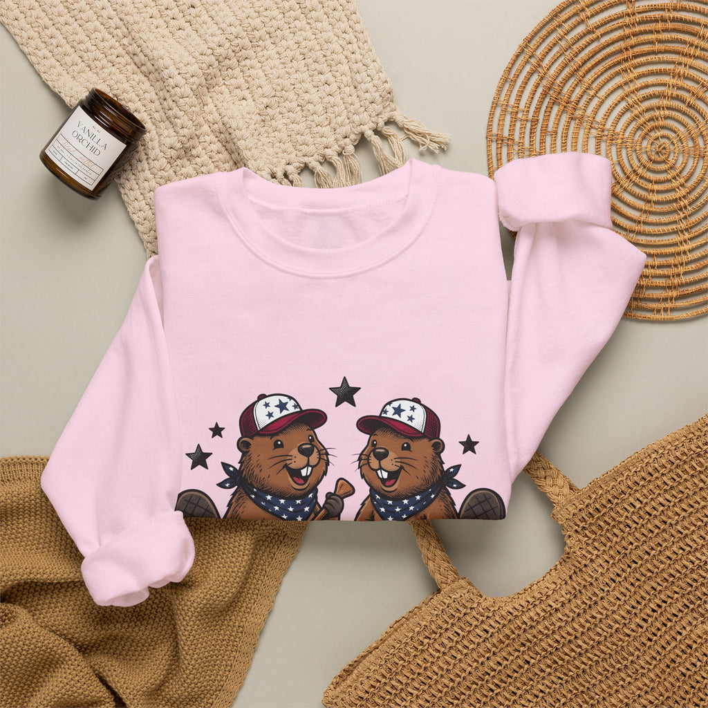 Beaver Pair Sweatshirt Funny Outdoors Gift Women Comic Sweatshirt Beaver Sweatshirt Humor Fan Cartoon Sweatshirt Adventure Graphic Retro Ice Chest Sweatshirt