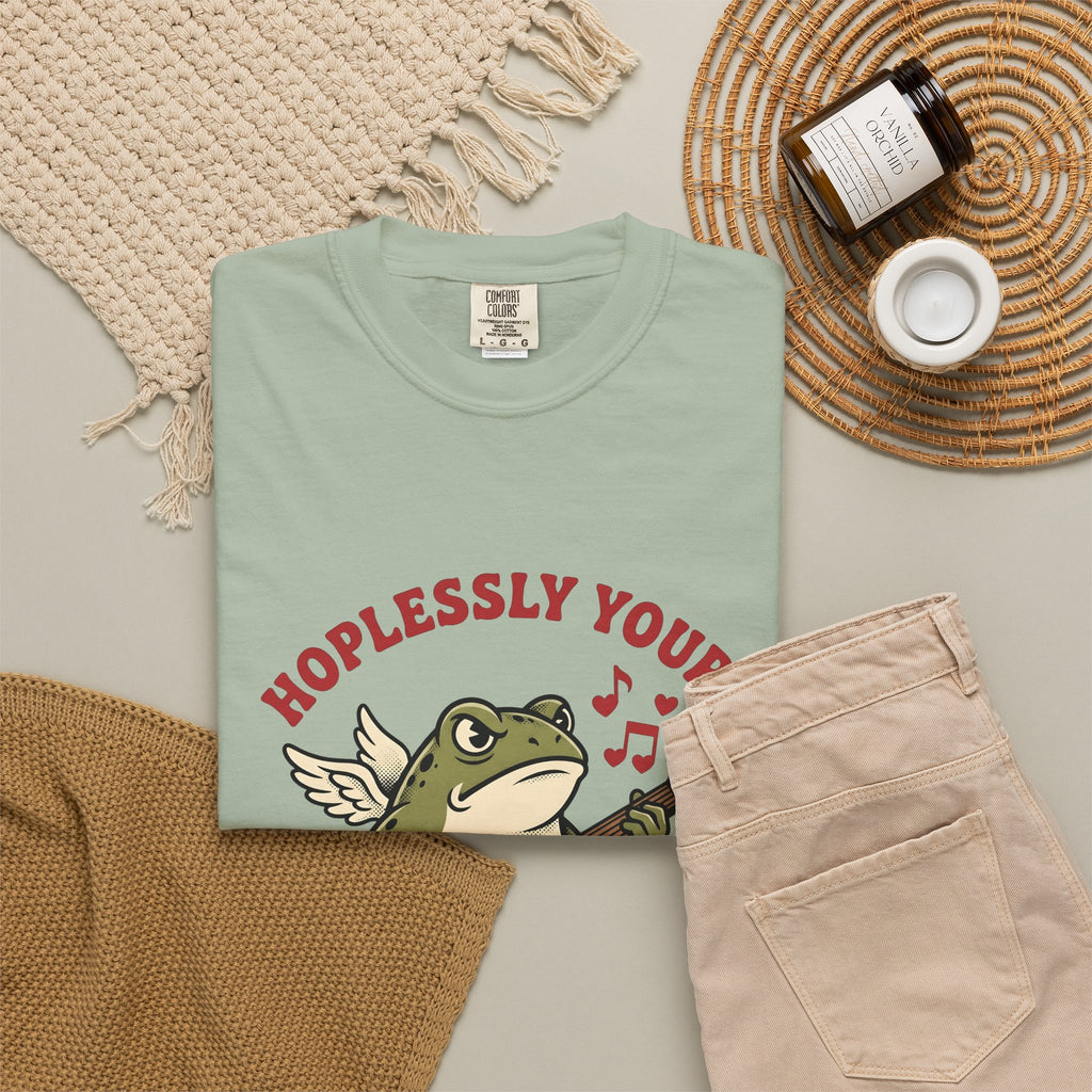 Wings Frog Guitar T-Shirt St. Valentine's Day Pets Gift Women Sketch T-Shirt Guitarist T-Shirt Valentine Fan Doodle T-Shirt Animal Graphic Old