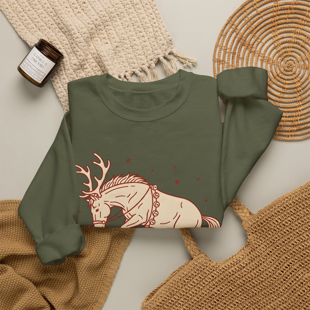 Stag Sweatshirt Christmas Creatures Gift Women Hand Drawn Sweatshirt Deer Sweatshirt Xmas Fan Illustrated Sweatshirt Animal Graphic Classic Twinkles Sweatshirt