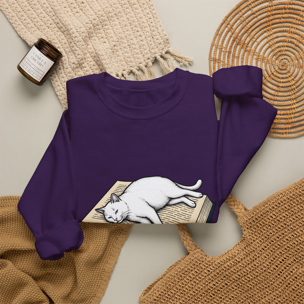 Kitten Read Sweatshirt Cat Reader Gift Women Retro Sweatshirt Kitten Sweatshirt Cat Fan Vintage Sweatshirt Bookworm Graphic Sketch Spectacles Sweatshirt