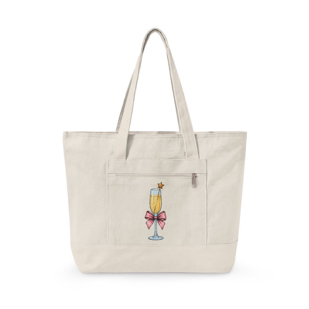 Flute Glass Holiday Occasion Gift Minimalist Glassware Christmas Fan Simple Celebration Tote Bag