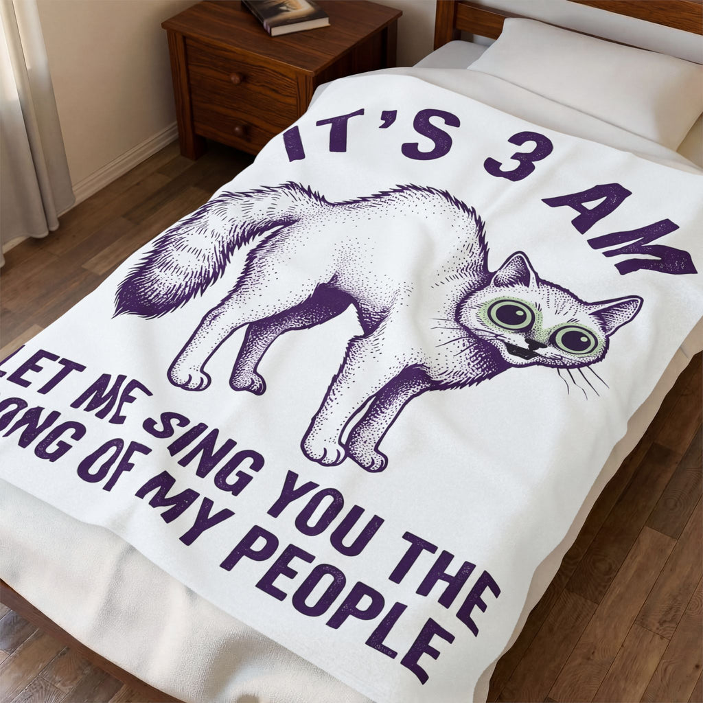 Wide Eyed Feline Blanket Cat Jokes Gift Women Hand Drawn Blanket Cat Blanket Cat Fan Illustrated Blanket Pun Graphic Cartoon Oversized Eyes Blanket