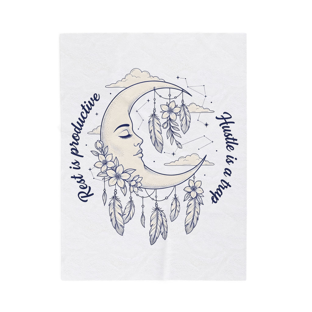 Moon Crescent Blanket Boho Chic Night Sky Gift Women Tribal Blanket Lunar Blanket Bohemian Fan Ethnic Blanket Galaxy Graphic Outline Wings Blanket