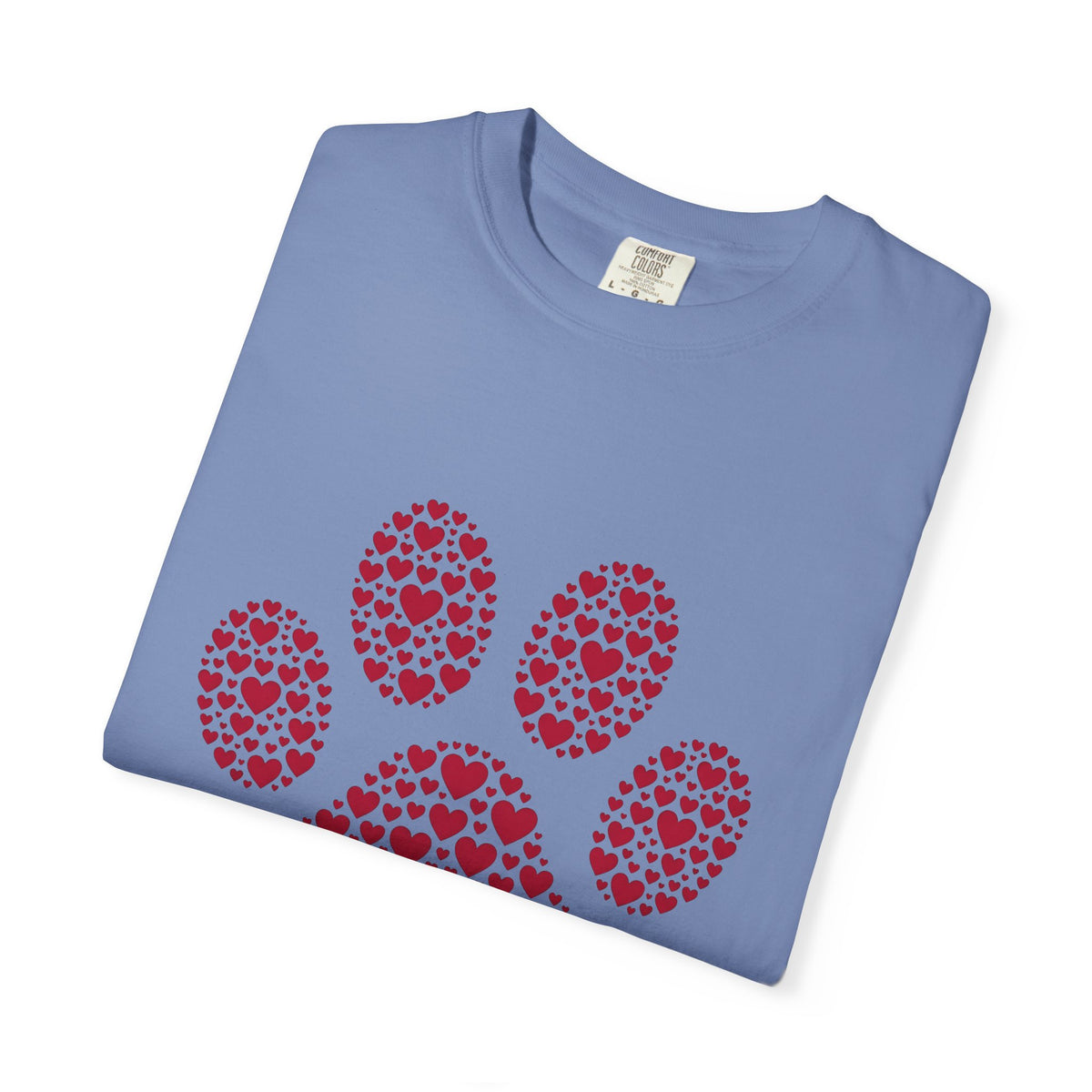 Paw Cat Fauna Gift Hand Drawn Footprint Cat Fan Claw Abstract Heart Shapes T-Shirt