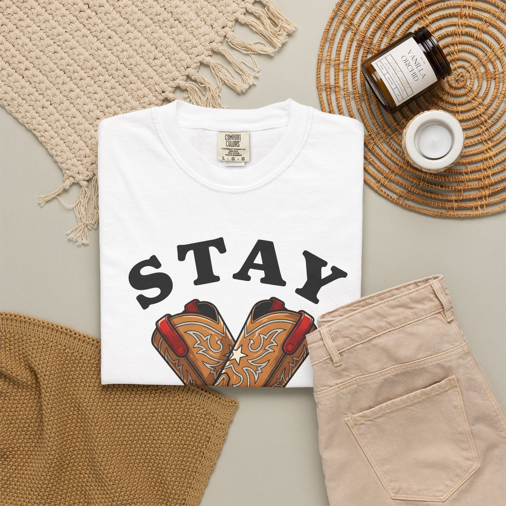 Cowboy Boots T-Shirt 4th Of July Country Gift Women Modern T-Shirt Boot T-Shirt Patriot Fan Western T-Shirt Country Graphic Classic Star T-Shirt