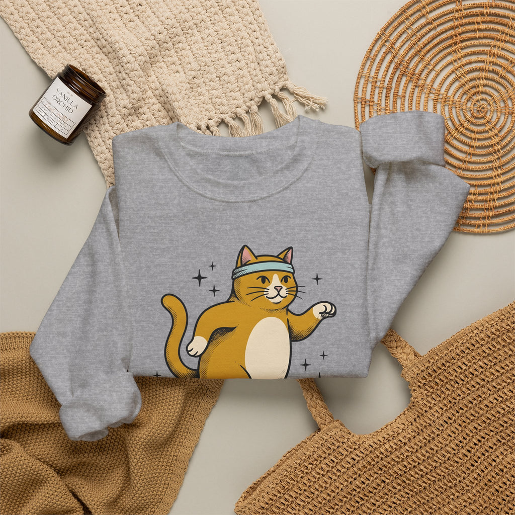 Skating Cat Sweatshirt Funny Feline Gift Women Comic Sweatshirt Cat Sweatshirt Humor Fan Cartoon Sweatshirt Kitty Graphic Vintage Sparkles Sweatshirt