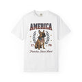 French Bulldog T-Shirt America Patriotic Gift Women Vintage T-Shirt Bouledogue T-Shirt American Fan Retro Illustration Graphic Retro Stars T-Shirt
