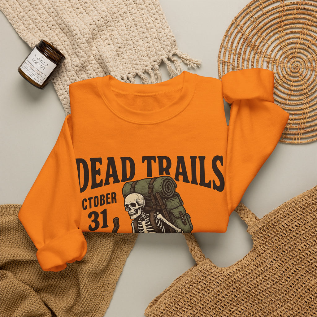 Skull Backpacker Sweatshirt Halloween Outdoors Gift Women Rustic Sweatshirt Backpacker Sweatshirt Horror Fan Spooky Sweatshirt Adventure Graphic Classic
