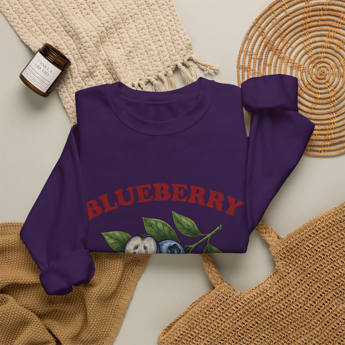 Blueberry Sprig Sweatshirt Fruit Cooking Gift Women Sketch Sweatshirt Blueberries Sweatshirt Fruit Fan Drawing Design Line Art Greenery Sweatshirt