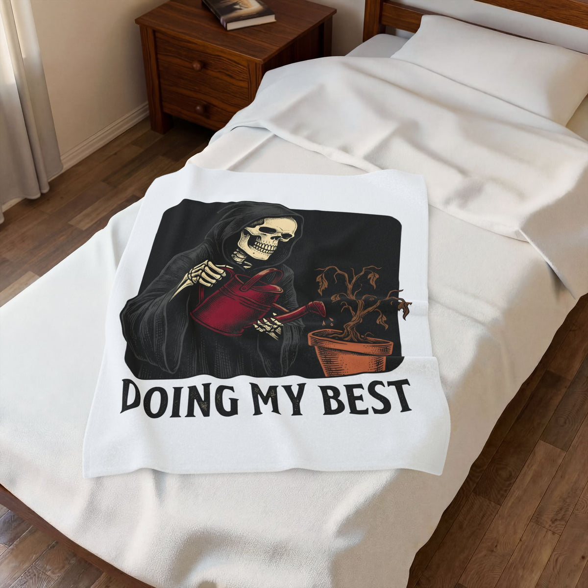 Dark Reaper Blanket Boho Chic Spooky Gift Women Retro Blanket Grim Reaper Blanket Bohemian Fan Vintage Blanket Horror Graphic Throwback Flower