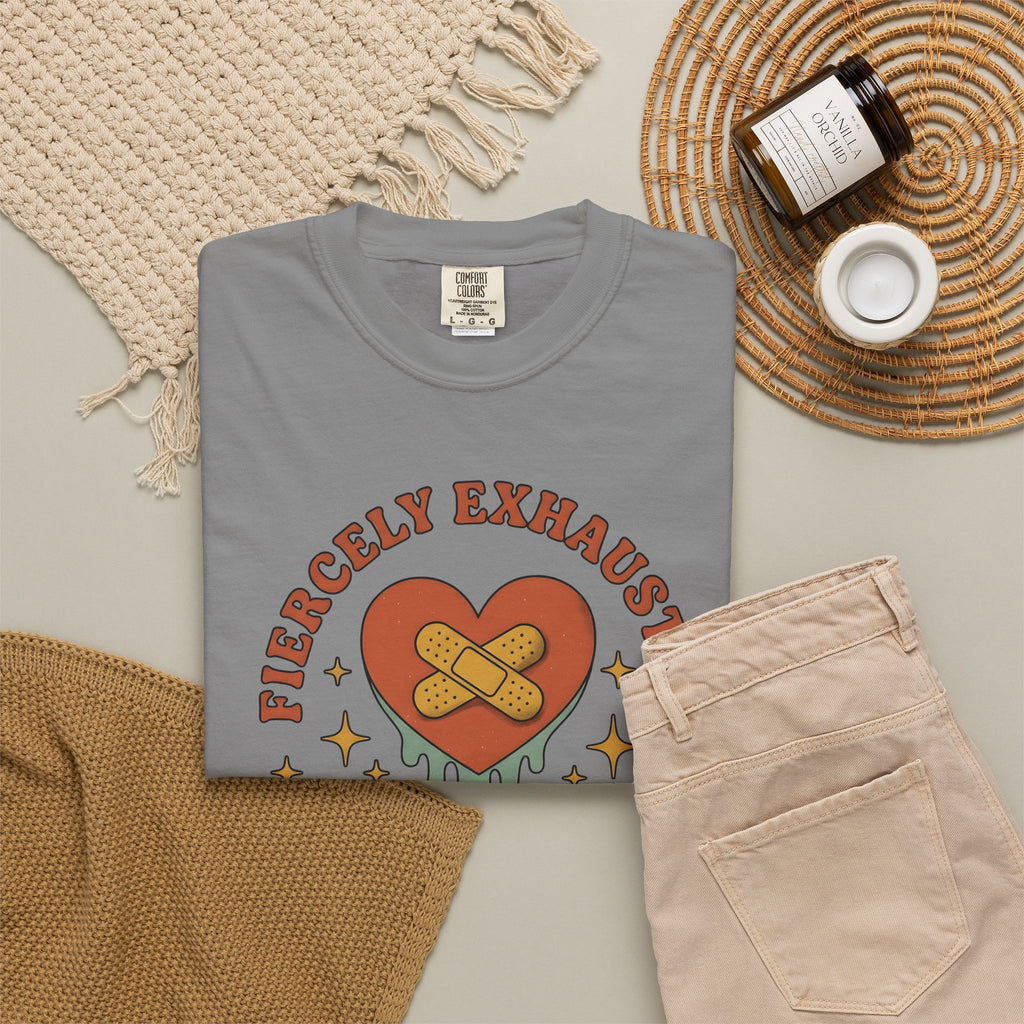 Love Patch T-Shirt Mom Wellness Gift Women Vintage T-Shirt Heart Patch T-Shirt Motherhood Enthusiast Retro T-Shirt Self Care Graphic Hand Drawn