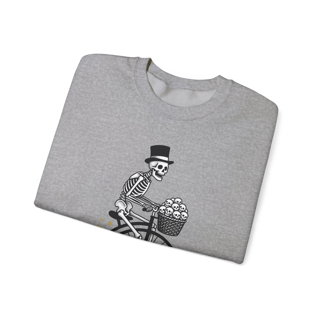 Skeleton Bicycle Sweatshirt Halloween Gothic Gift Women Vintage Sweatshirt Bike Sweatshirt Horror Fan Retro Sweatshirt Dark Graphic Hand Drawn Skulls Sweatshirt