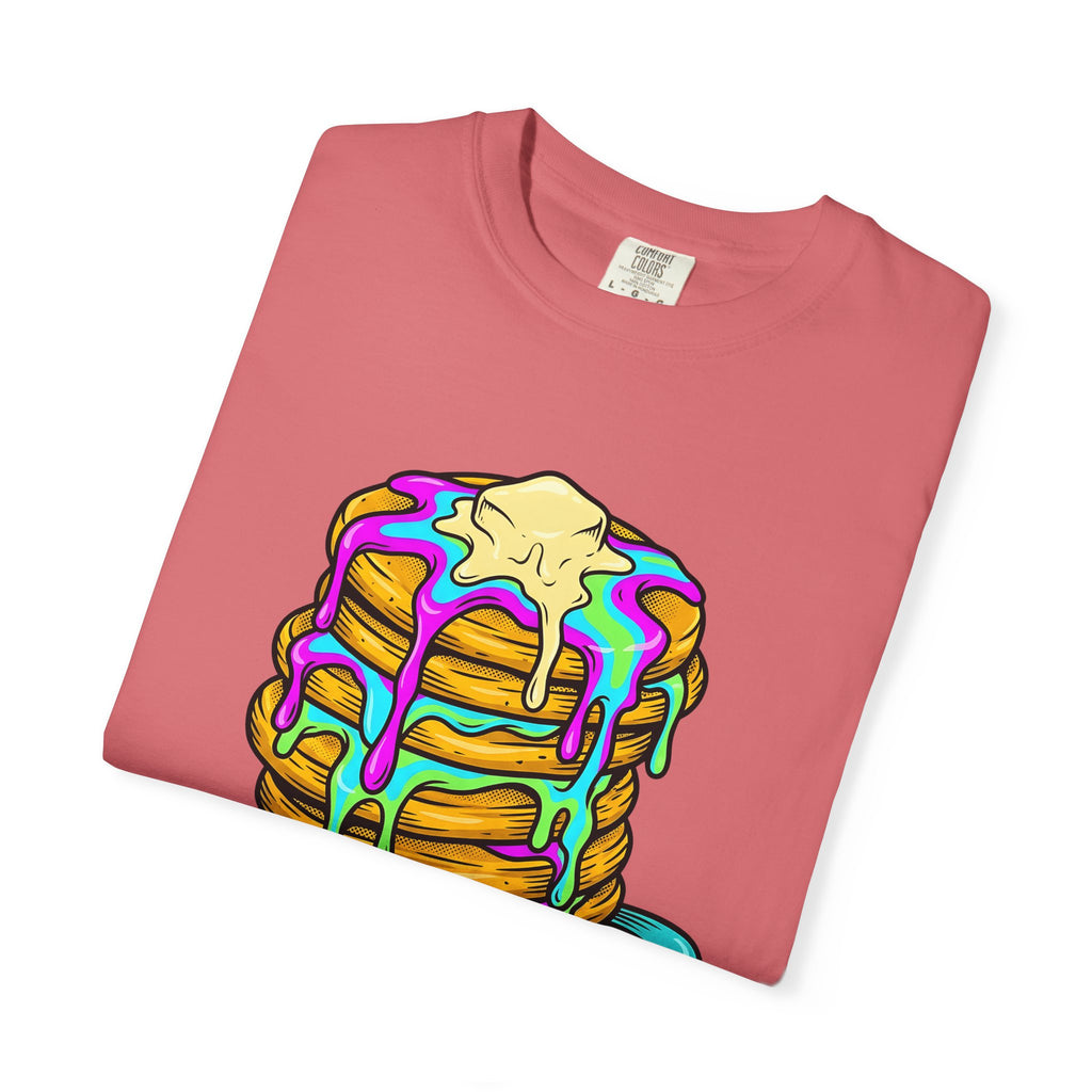 Pancake Tower T-Shirt Desserts Brunch Gift Women Cartoon T-Shirt Stack T-Shirt Sweets Fan Cute T-Shirt Breakfast Graphic Vintage Honey T-Shirt