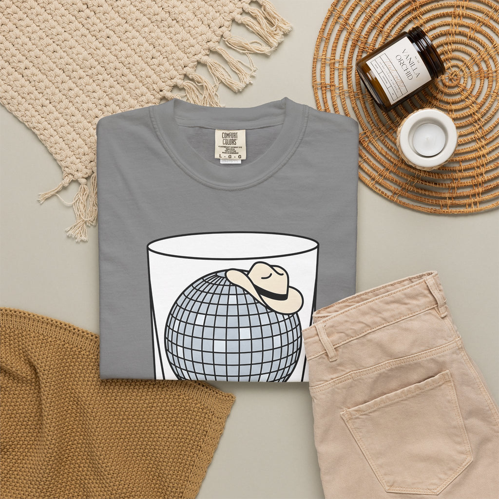 Disco Ball Glass T-Shirt Cowgirl Festivity Gift Women Cartoon T-Shirt Mirror Ball T-Shirt Rodeo Fan Comic T-Shirt Party Graphic Hand Drawn Cowboy