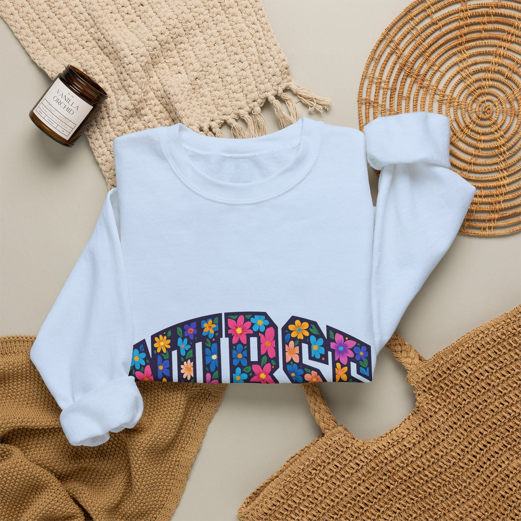 Blossom Lettering Sweatshirt Nurse Thanks Gift Women Striking Sweatshirt Calligraphy Sweatshirt Healthcare Enthusiast Bold Sweatshirt Appreciation Graphic