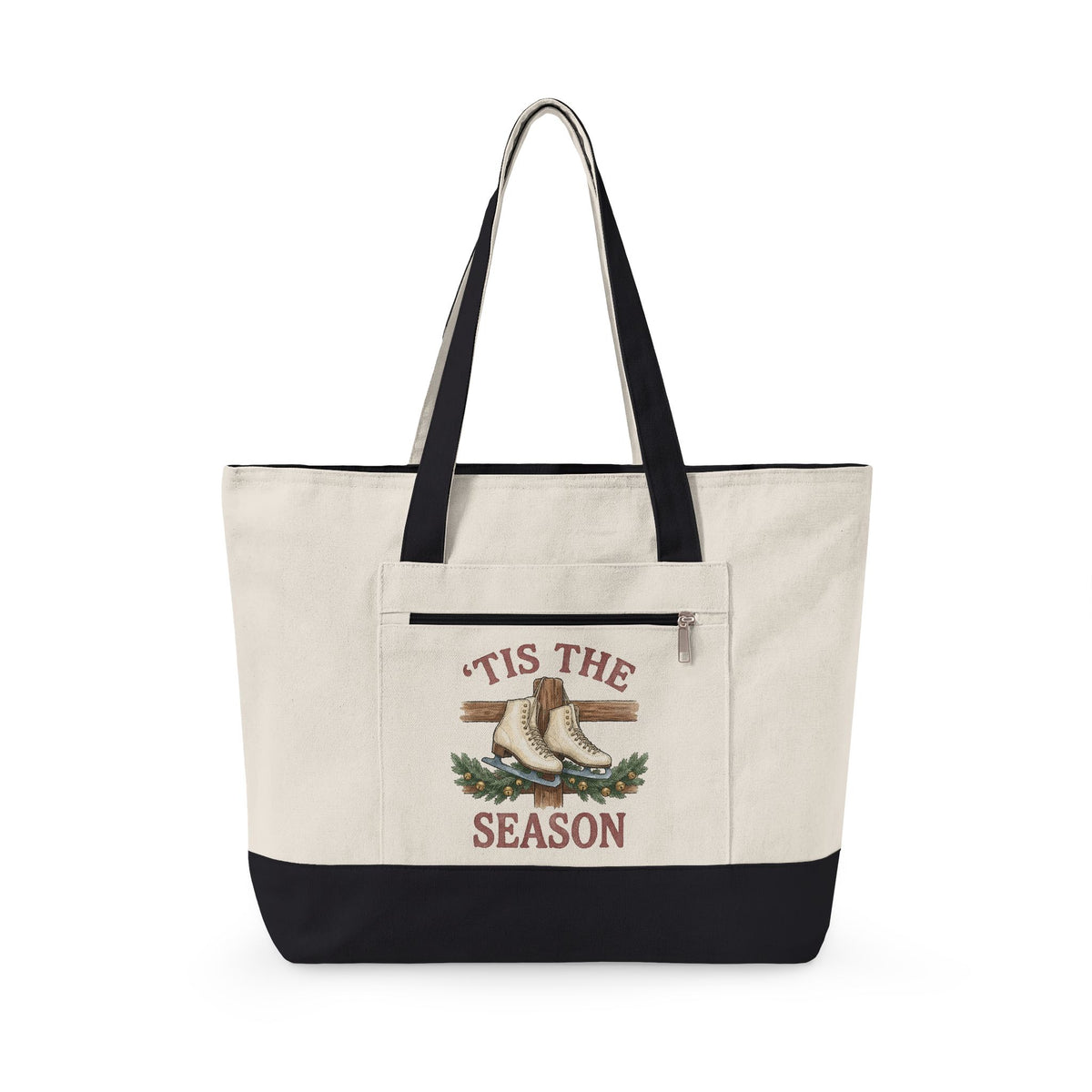 Skating Boots Tote Bag Christmas Frost Gift Women Doodle Tote Bag Ice Skates Tote Bag Christmas Fan Ice Skate Tote Bag Frosty Graphic Illustration
