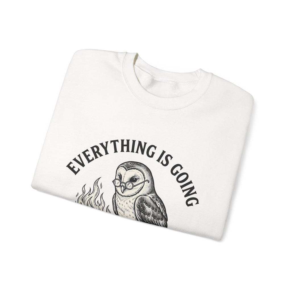 Owl Eyeglasses Sweatshirt Funny Critters Gift Women Old-Fashioned Sweatshirt Owl Sweatshirt Humor Fan Vintage Sweatshirt Creature Graphic Outline Blazing Book