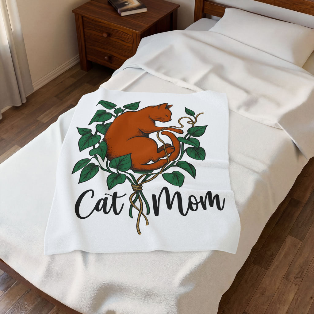Cat Graphic Blanket Cat Mom Animals Gift Women Hand Drawn Blanket Kitten T