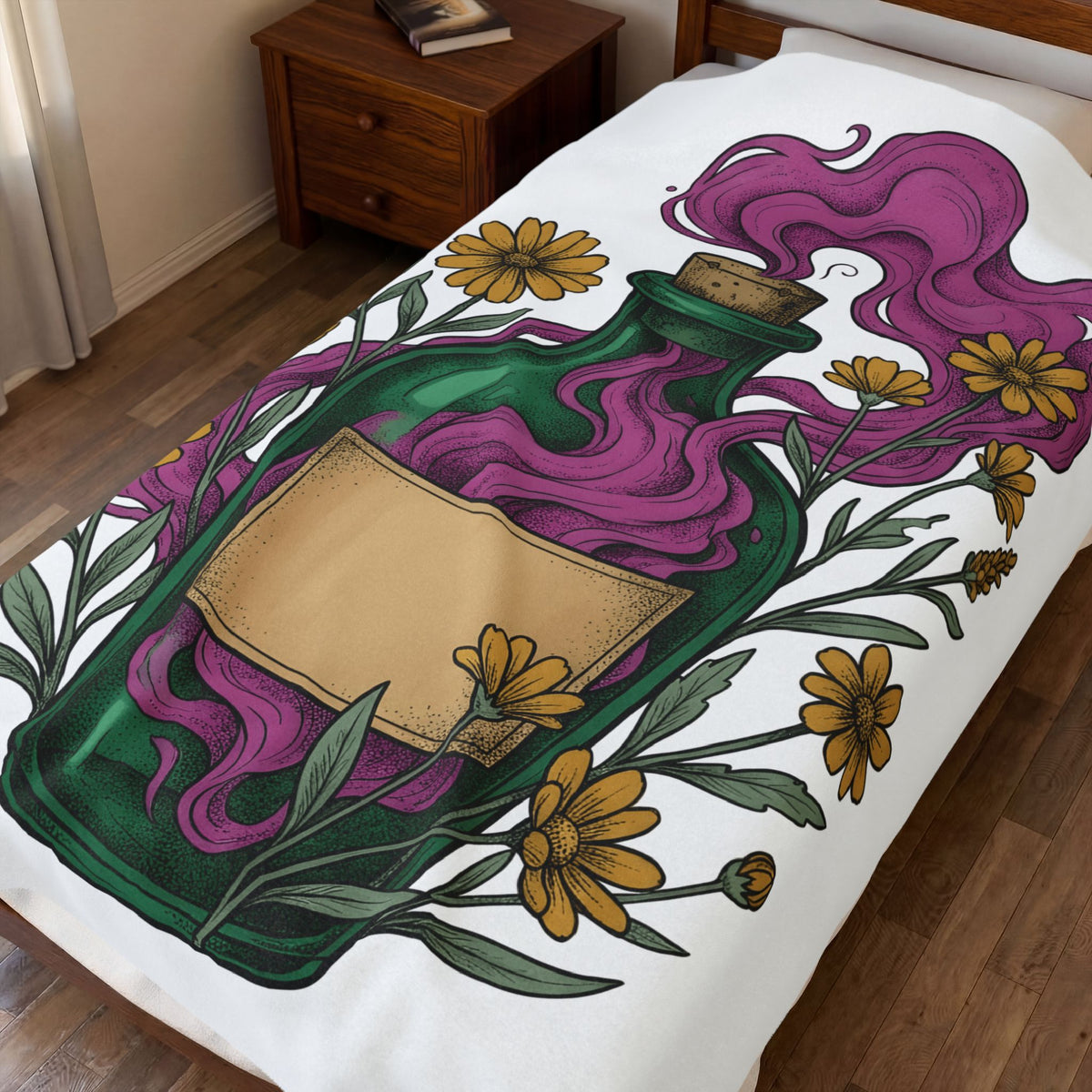 Elixir Flask Blanket Halloween Magic Gift Women Cartoon Blanket Potion Bottle Blanket Spooky Fan Toon Blanket Magical Graphic