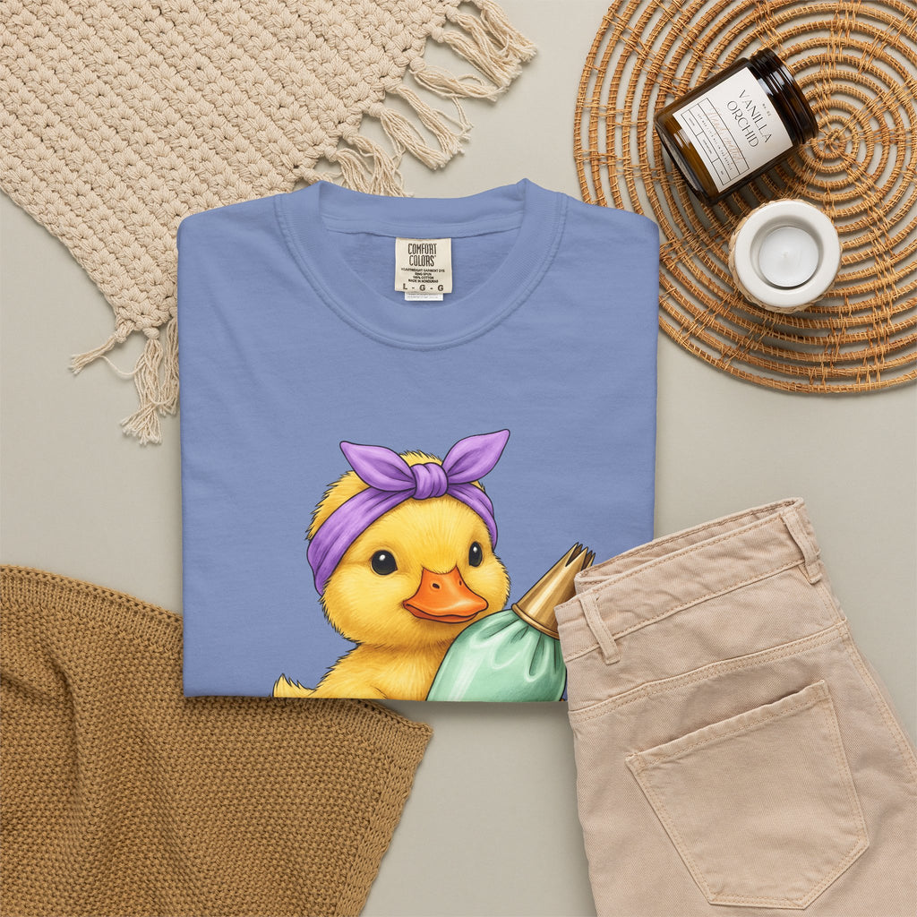 Duck Baker T-Shirt Moms Confectionery Gift Women Cartoon T-Shirt Duck T-Shirt Motherhood Fan Toon T-Shirt Pastry Graphic Outline Bandana T-Shirt