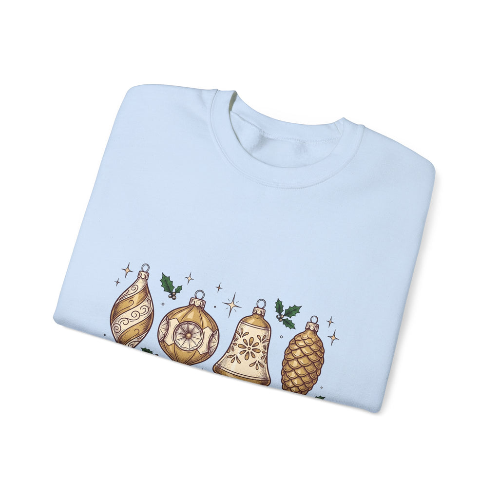 Festive Ornaments Sweatshirt Christmas Event Gift Women Line Art Sweatshirt Baubles Sweatshirt Xmas Fan Illustration Graphic Sweatshirt Hand Painted Pine
