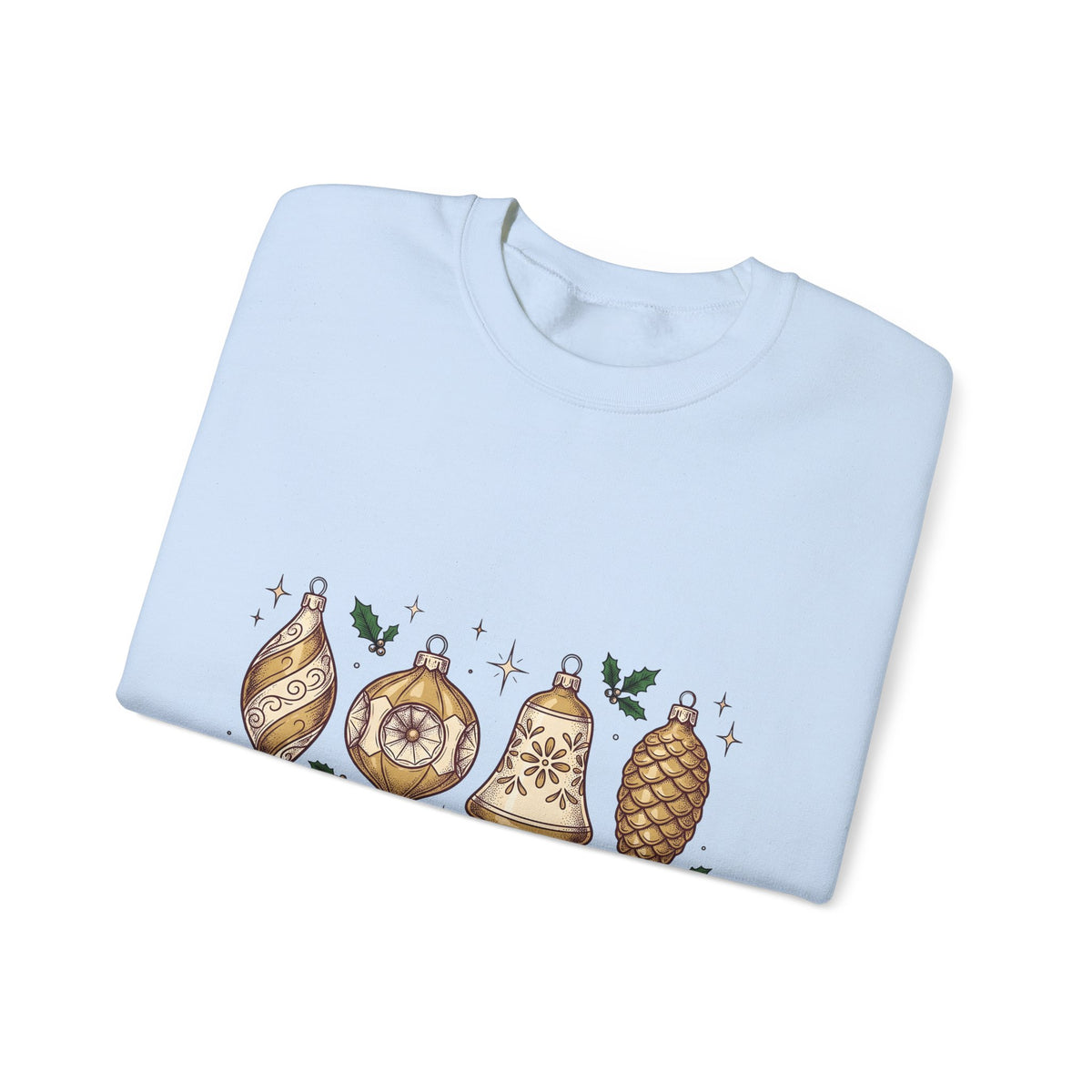 Festive Ornaments Sweatshirt Christmas Event Gift Women Line Art Sweatshirt Baubles Sweatshirt Xmas Fan Illustration Graphic Sweatshirt Hand Painted Pine