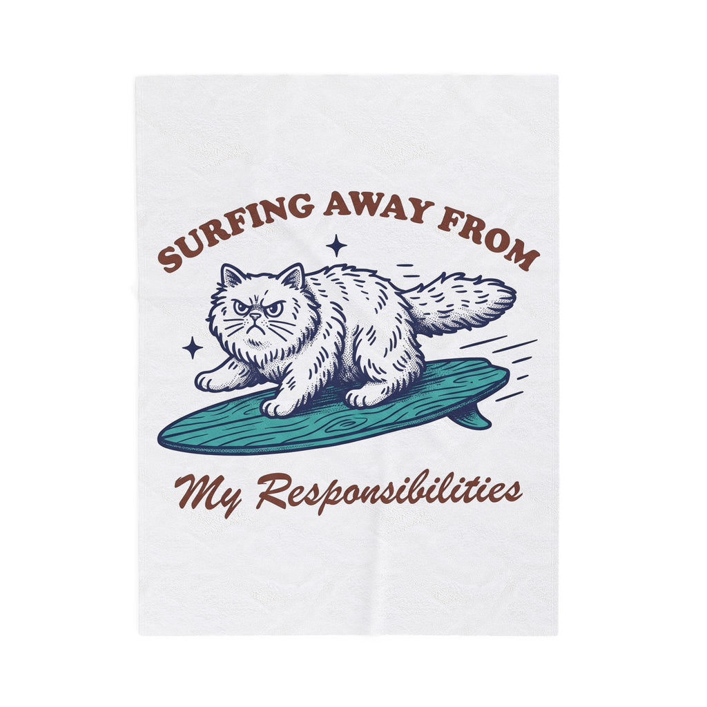 Persian Kitten Surfing Blanket Cat Comedy Gift Women Retro Blanket Kitten Blanket Cat Fan Vintage Blanket Humor Graphic Sketch Surfboard Blanket