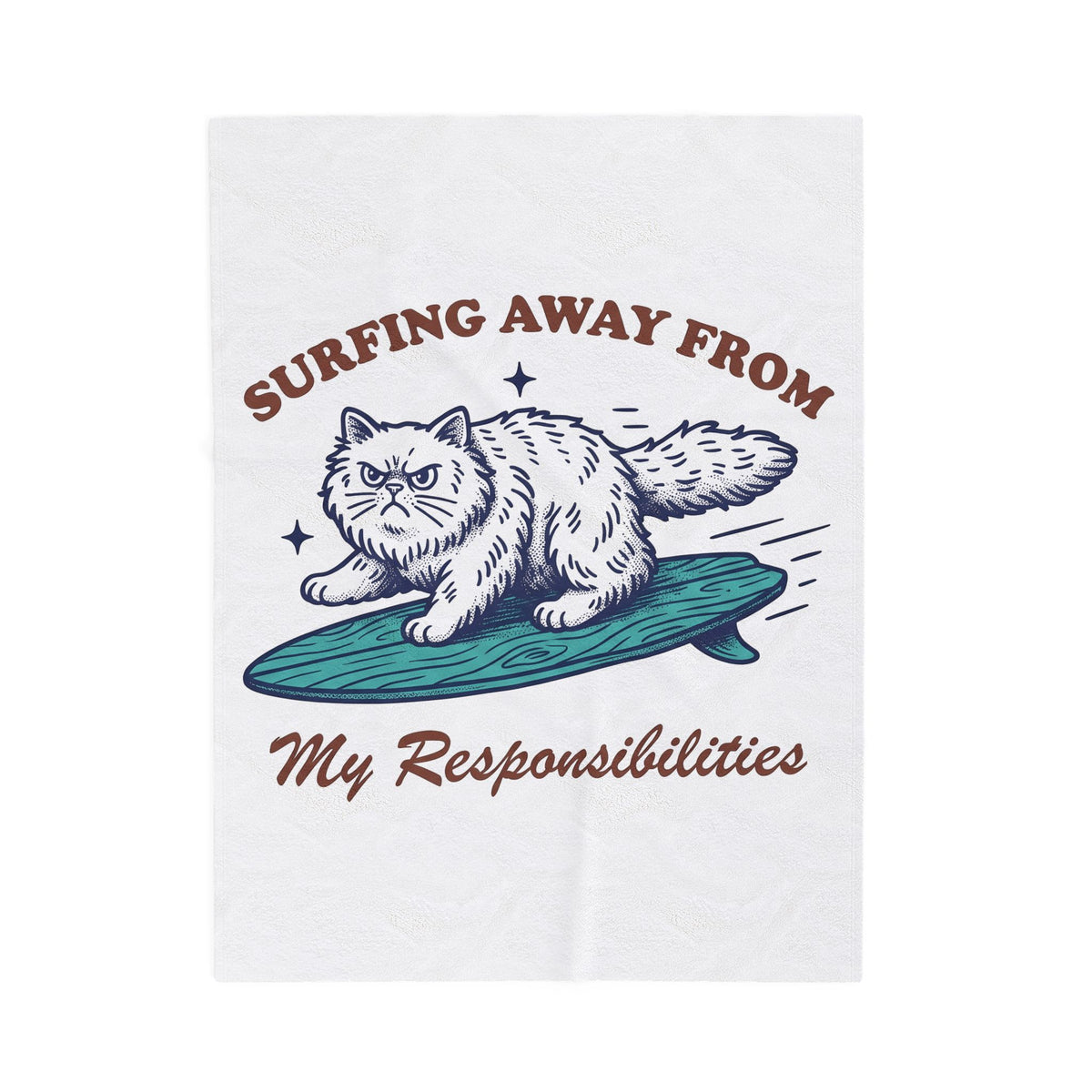 Persian Kitten Surfing Blanket Cat Comedy Gift Women Retro Blanket Kitten Blanket Cat Fan Vintage Blanket Humor Graphic Sketch Surfboard Blanket